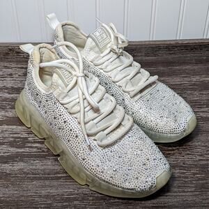Steve Madden Women's White Sparkle Rhinestone Tennis Shoes Size 9M